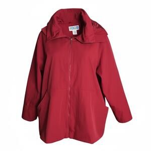 Weather Solutions Women Red Hooded Swing Rain Jacket Sz. 3X OuterWear GorpCore